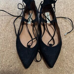 Black Lace-Up Flats